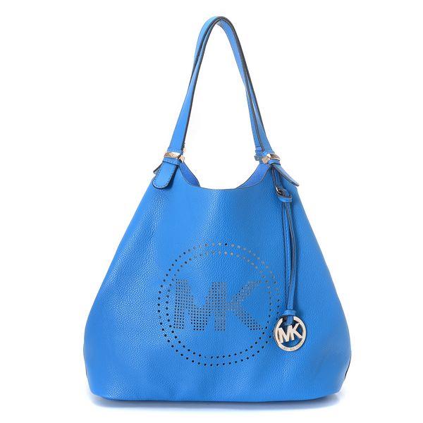 michael kors perforerte-logo grab veske blå For Salg Ekte, Ny gmck4